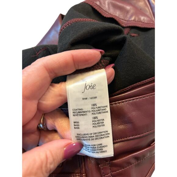 NWT Joie Burgundy Faux Leather Pant - Size 6 - Picture 8 of 14